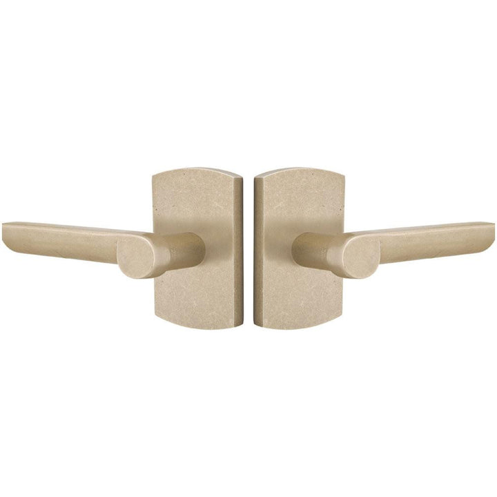 Solid Brass Sandcast Aurora Lever With Rounded Rectangular Rosette EMTEK
