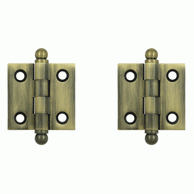 1 1/2 Inch x 1 1/2 Inch Solid Brass Cabinet Hinges (Antique Brass Finish) DELTANA