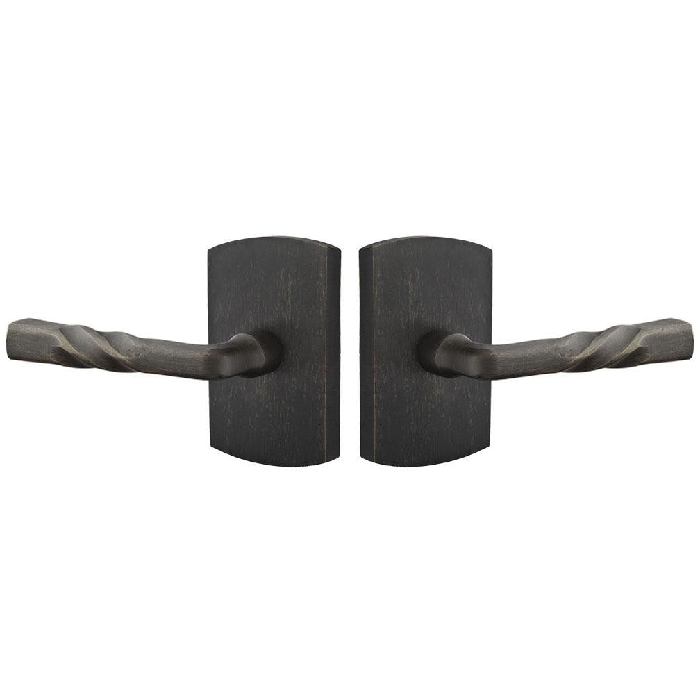 Solid Brass Sandcast Montrose Lever With Rounded Rectangular Rosette EMTEK