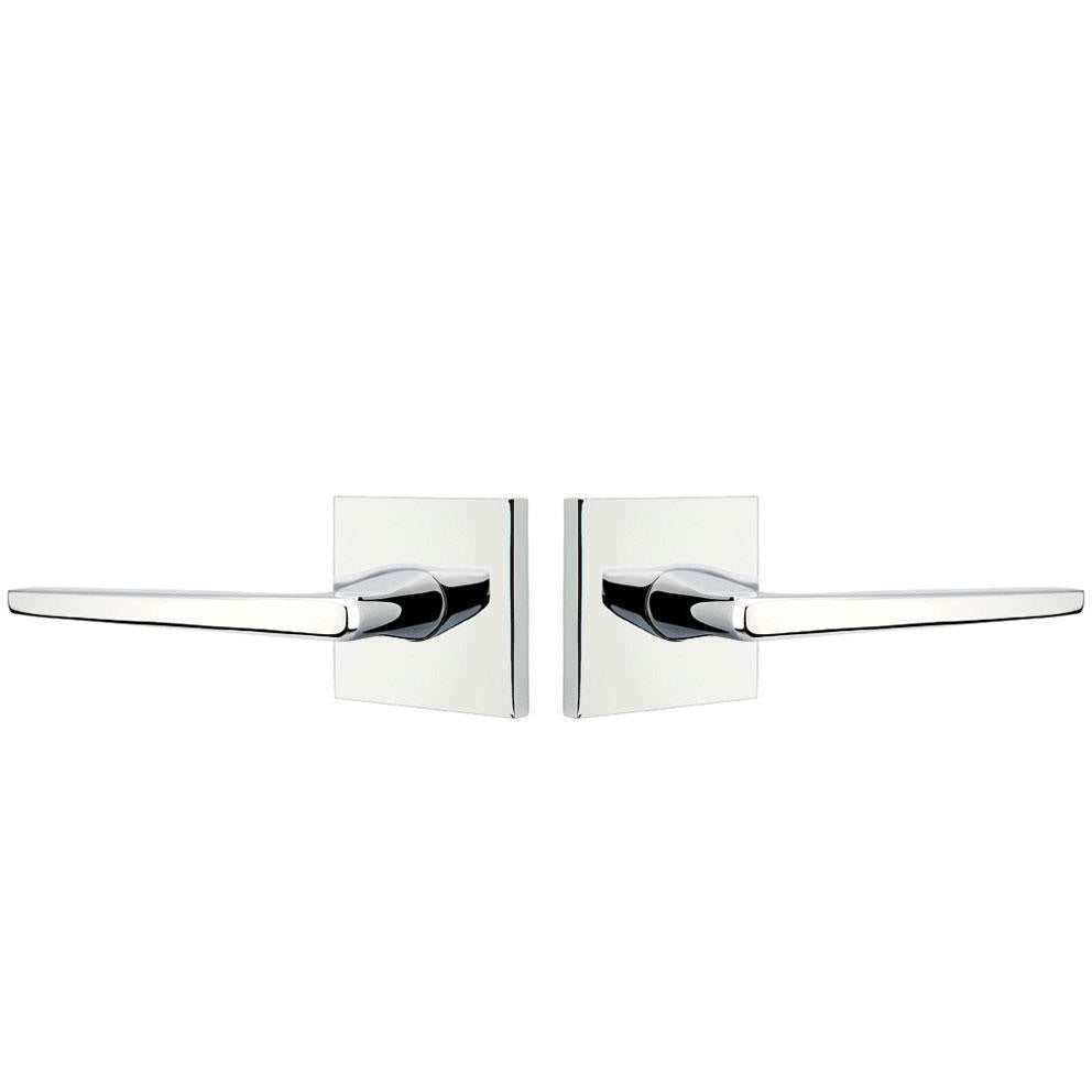 Brass Modern Hardware - Double Dummy Hermes Door Lever With Square Rosette in Satin Brass - 5050HERUS4 - Emtek Hardware EMTEK