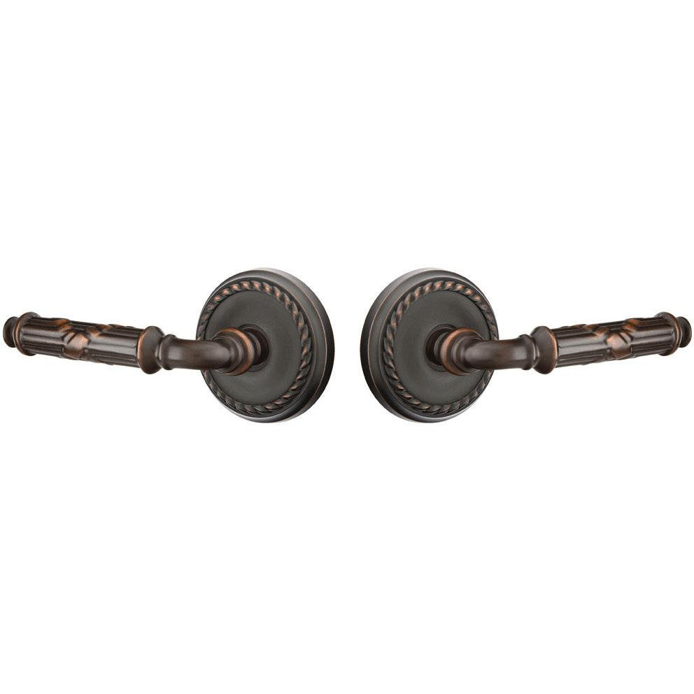 Solid Brass Ribbon & Reed Lever With Rope Rosette EMTEK