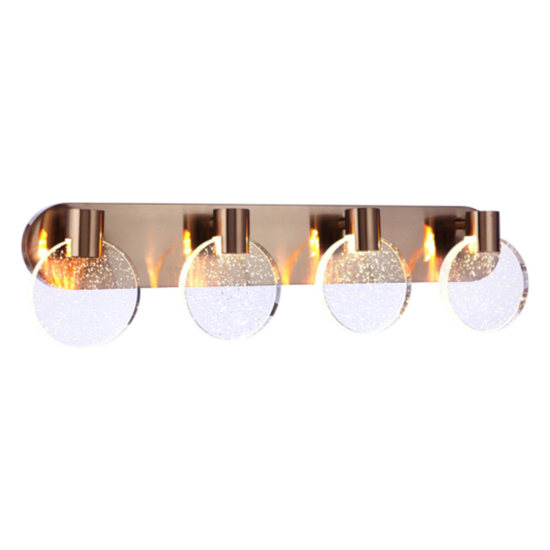 Glisten 4 Light LED Vanity in Satin Brass