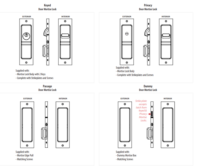 EMTEK Sandcast Rustic Modern Rectangular Keyed Privacy Pocket Door Mortise