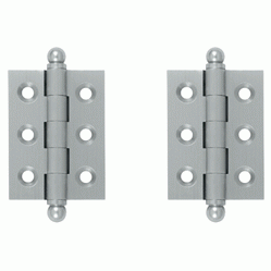 2 Inch x 1 1/2 Inch Solid Brass Cabinet Hinges (Brushed Chrome Finish) DELTANA