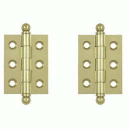 2 Inch x 1 1/2 Inch Solid Brass Cabinet Hinges (Unlacquered Brass Finish) DELTANA