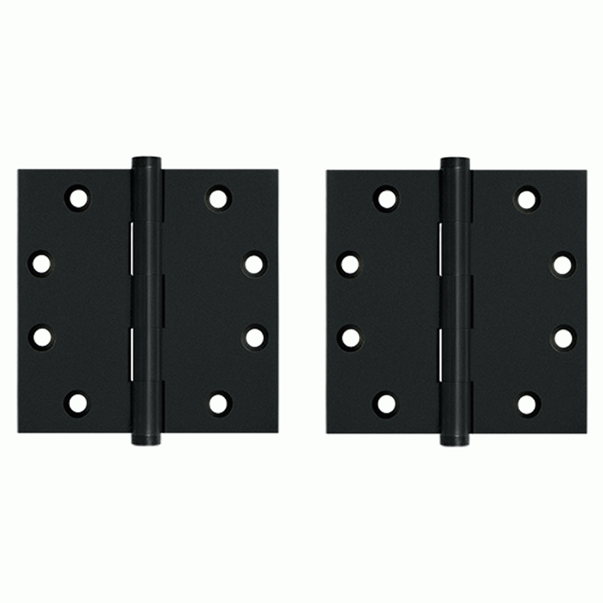 4 1/2 Inch X 4 1/2 Inch Solid Brass Square Hinge Interchangeable Finials (Paint Black Finish) DELTANA