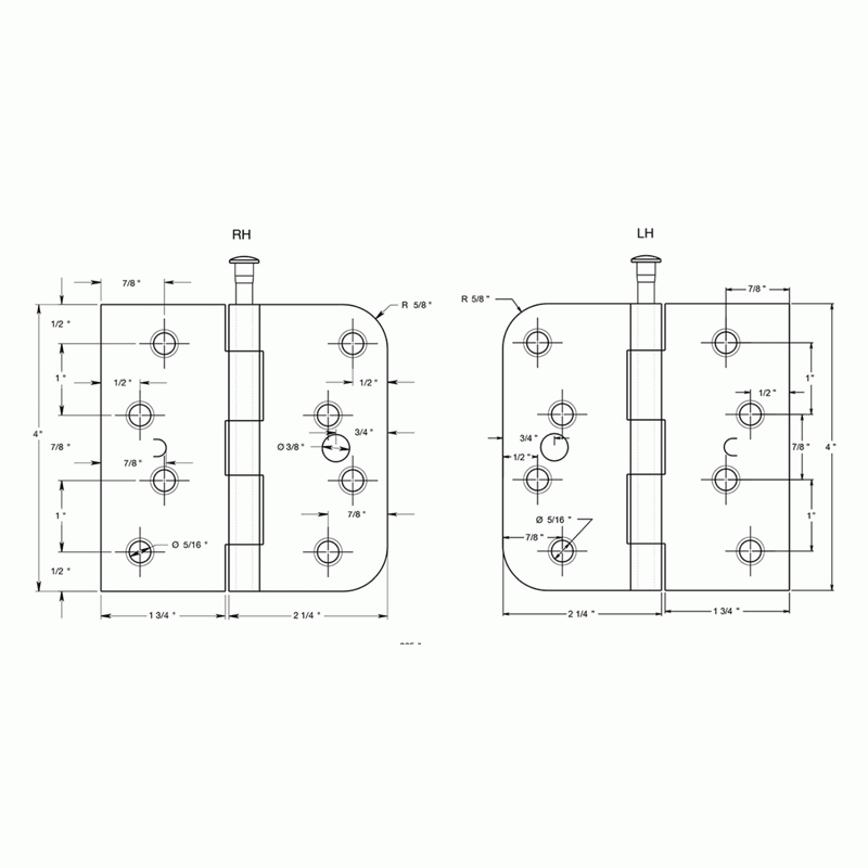 4 Inch x 4 Inch Steel Hinge (5/8 Radius x Square Corner, Antique Nickel Finish) DELTANA