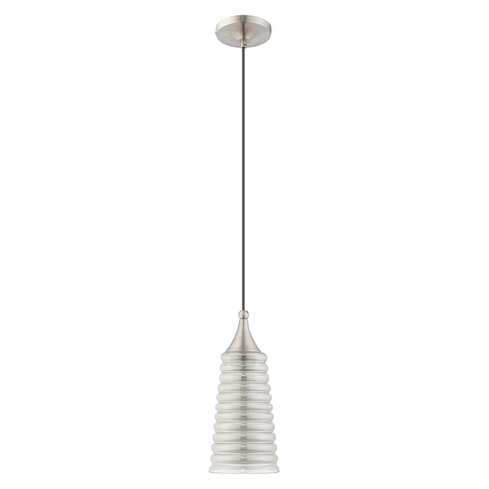 1 Light Brushed Nickel Single Pendant Pendant Livex