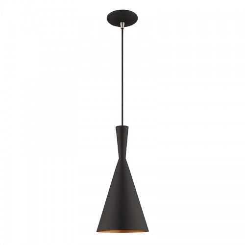 1 Light Black Single Pendant Pendant Livex