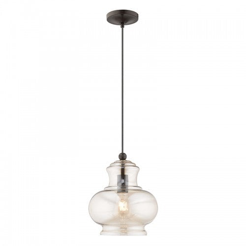 1 Light English Bronze Single Pendant Pendant Livex