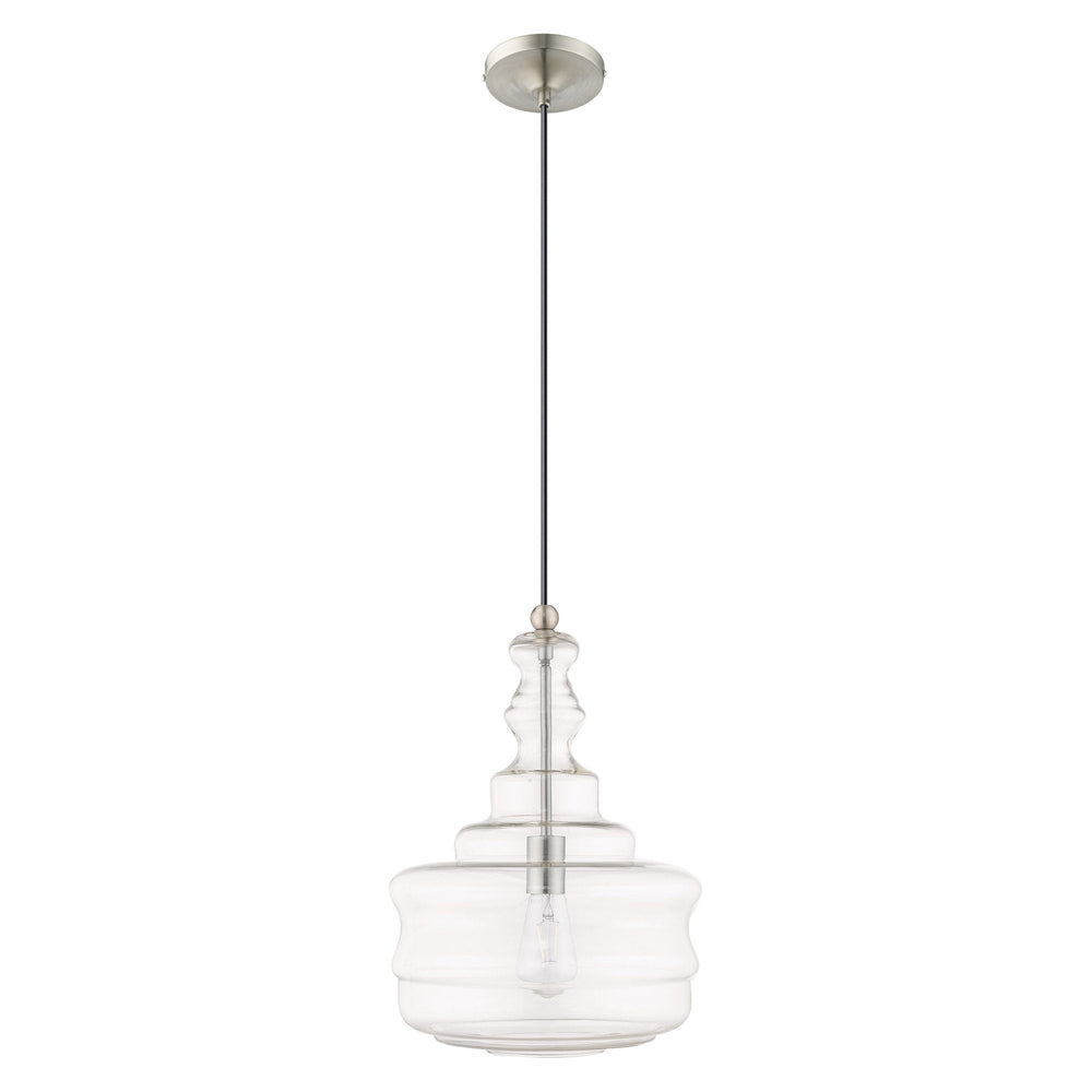 1 Light Brushed Nickel Single Pendant Pendant Livex