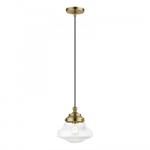 1 Light Antique Brass Mini Pendant Pendant Livex
