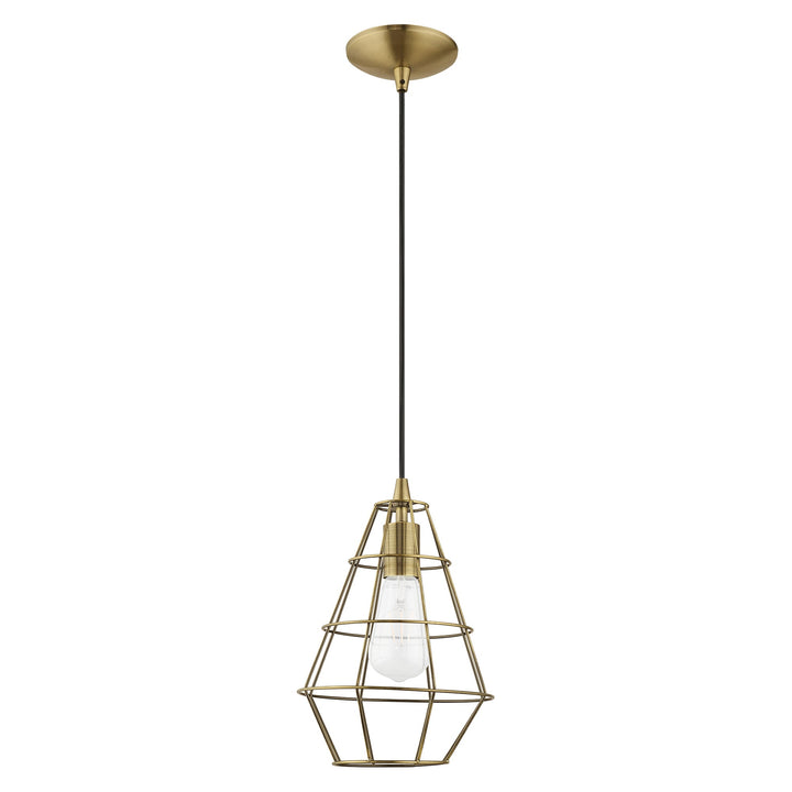 1 Light Antique Brass Single Pendant Pendant Livex