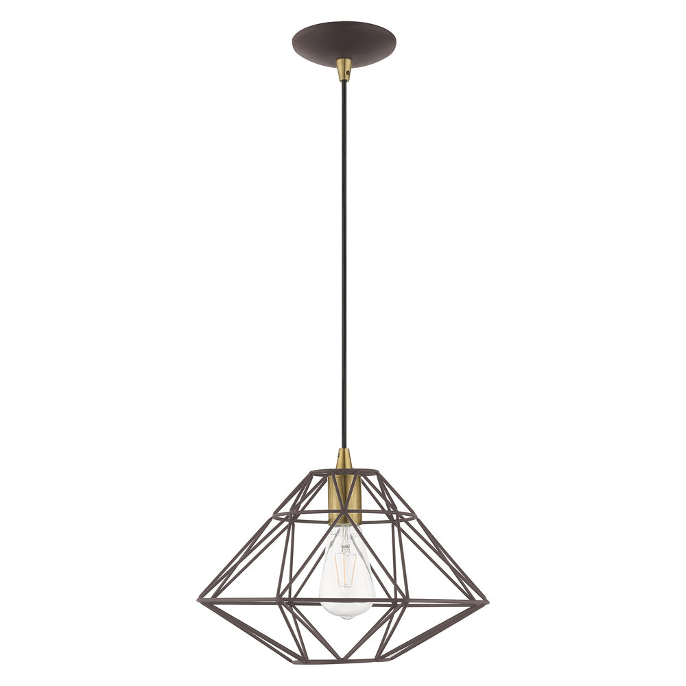 1 Light Bronze Single Pendant Pendant Livex