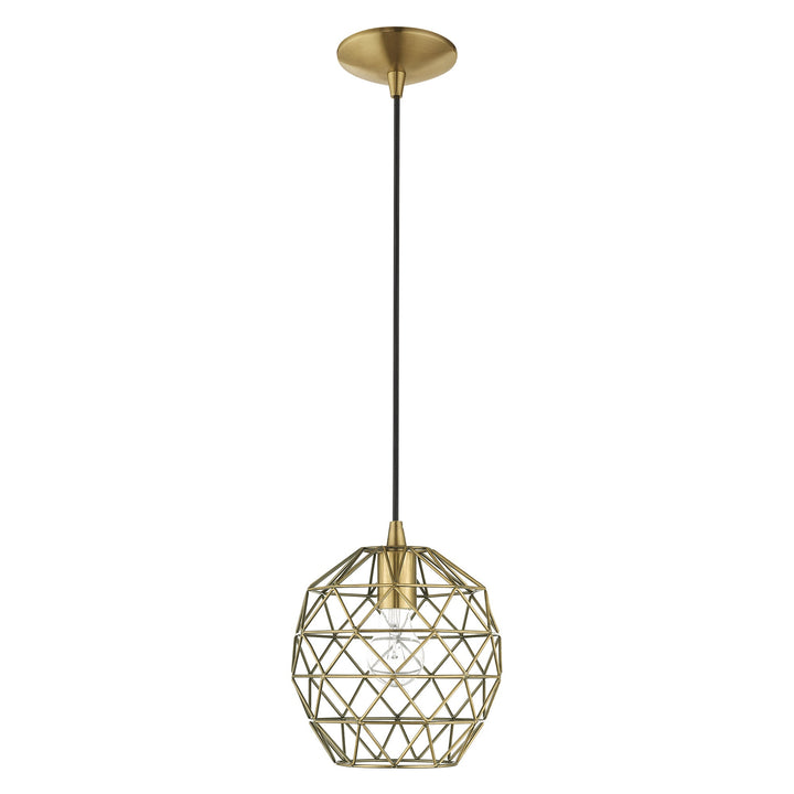 1 Light Antique Brass Single Pendant Pendant Livex