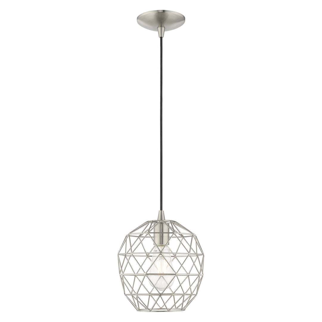 1 Light Brushed Nickel Single Pendant Pendant Livex