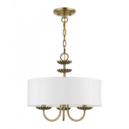 3 Light Antique Brass Pendant Chandelier Livex