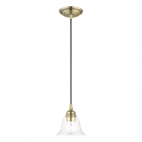 1 Light Antique Brass Single Pendant Pendant Livex