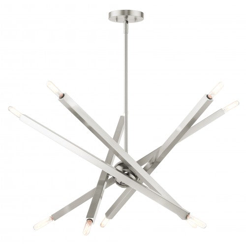 10 Light Brushed Nickel Chandelier Livex