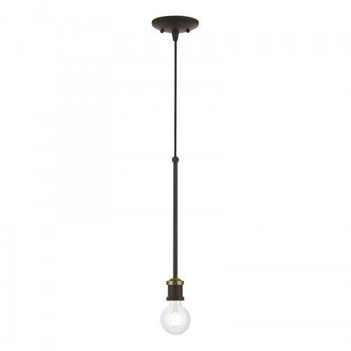 1 Light Bronze with Antique Brass Accents Single Pendant Pendant Livex