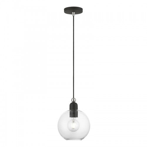 1 Light Black with Brushed Nickel Accents Sphere Pendant Pendant Livex