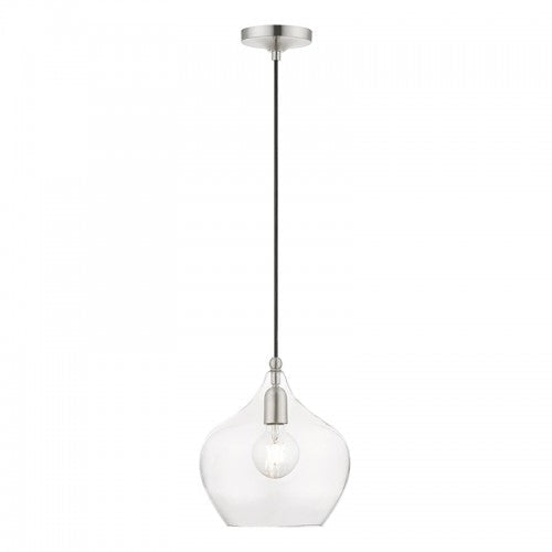 1 Light Brushed Nickel Pendant Pendant Livex