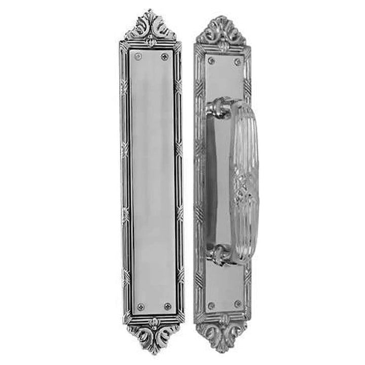 13 3/4 Inch Solid Brass Ribbon & Reed Door Pull and Push Plate COPPER MOUNTAIN HARDWARE