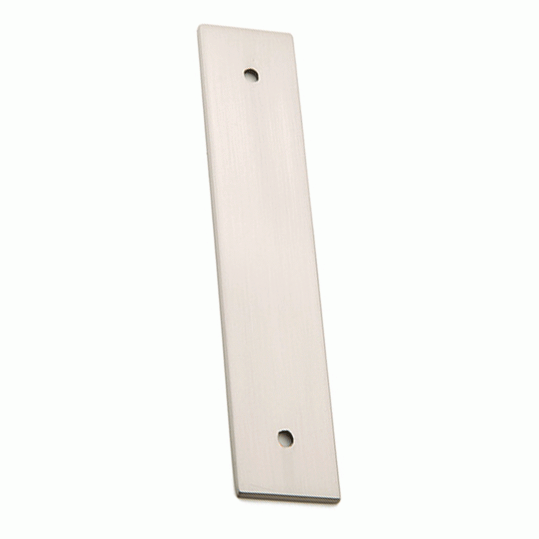 5 1/4 Inch (4 Inch c-c) Solid Brass Art Deco Rectangular Back Plate (Brushed Nickel Finish) EMTEK