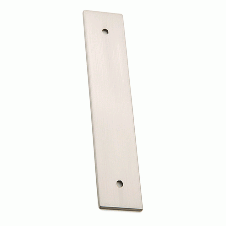 5 1/4 Inch (4 Inch c-c) Solid Brass Art Deco Rectangular Back Plate (Brushed Nickel Finish) EMTEK