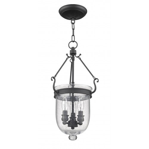3 Light Black Chain Lantern Pendant Livex