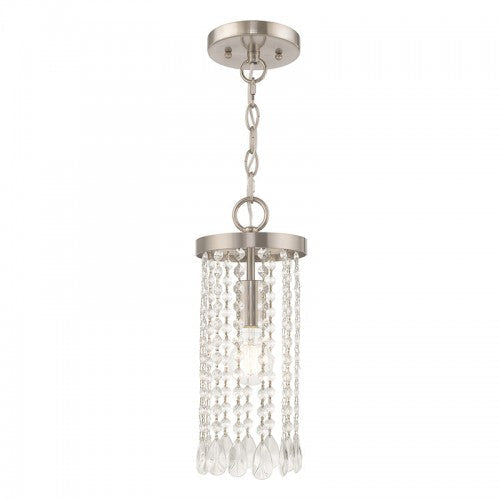 1 Light Brushed Nickel Single Pendant Pendant Livex