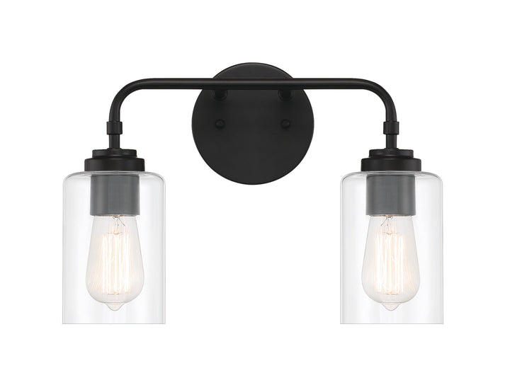 ##Antique Hardware## Stowe 2 Light Vanity in Flat Black