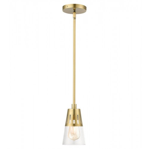 1 Light Natural Brass Mini Pendant Pendant Livex