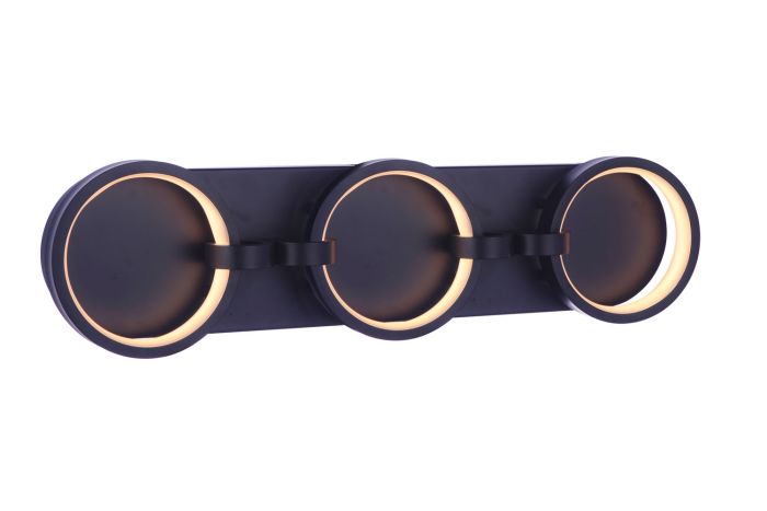 Antique Hardware Context 3 Light LED Vanity in Flat Black Bath and Vanity