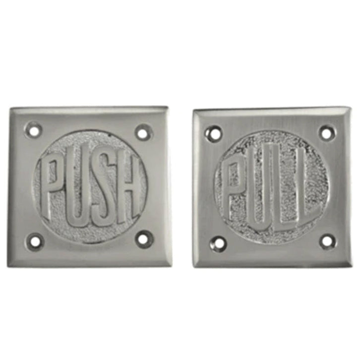 COPPER MOUNTAIN HARDWARE Solid Brass 2 3/4 Inch Brass Classic American "Pull" & "Push" Signs