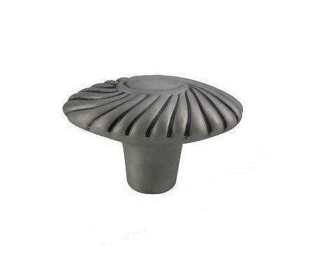 1 1/2 Inch Large Oval Ribbed Cabinet or Furniture Knob Pewter Finish COPPER MOUNTAIN HARDWARE