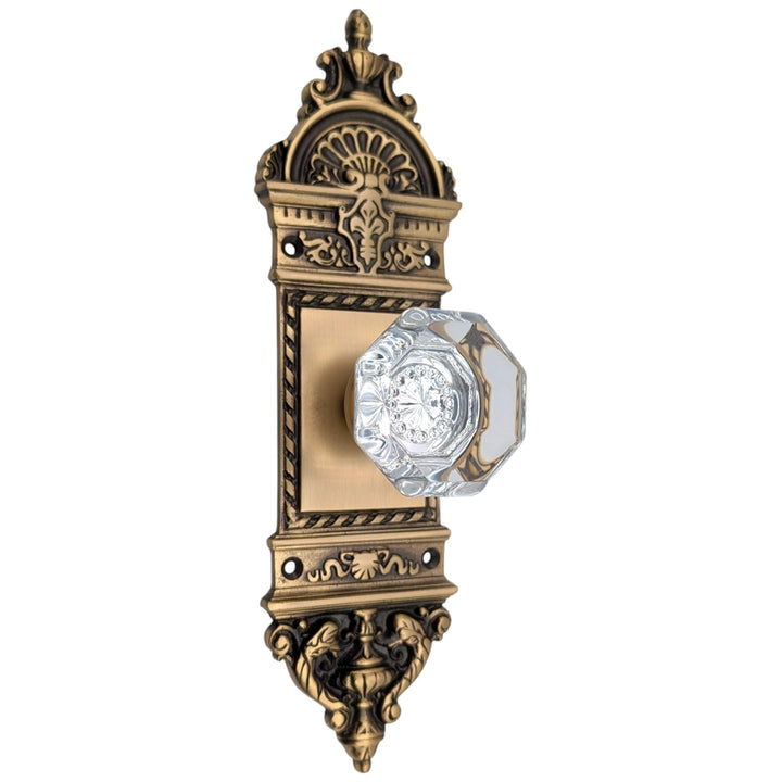 L'Enfant Backplate Door Set with Octagon Crystal Door Knobs (Several Finishes Available)