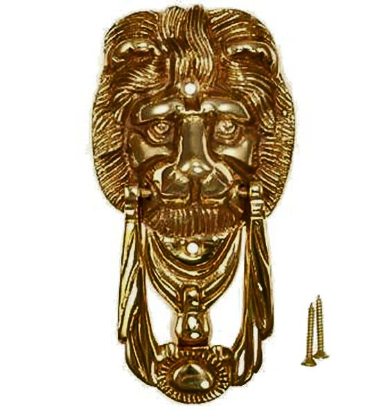 COPPER MOUNTAIN HARDWARE 6 1/8 Inch Solid Brass Lion Knocker & Ring in Polished Brass
