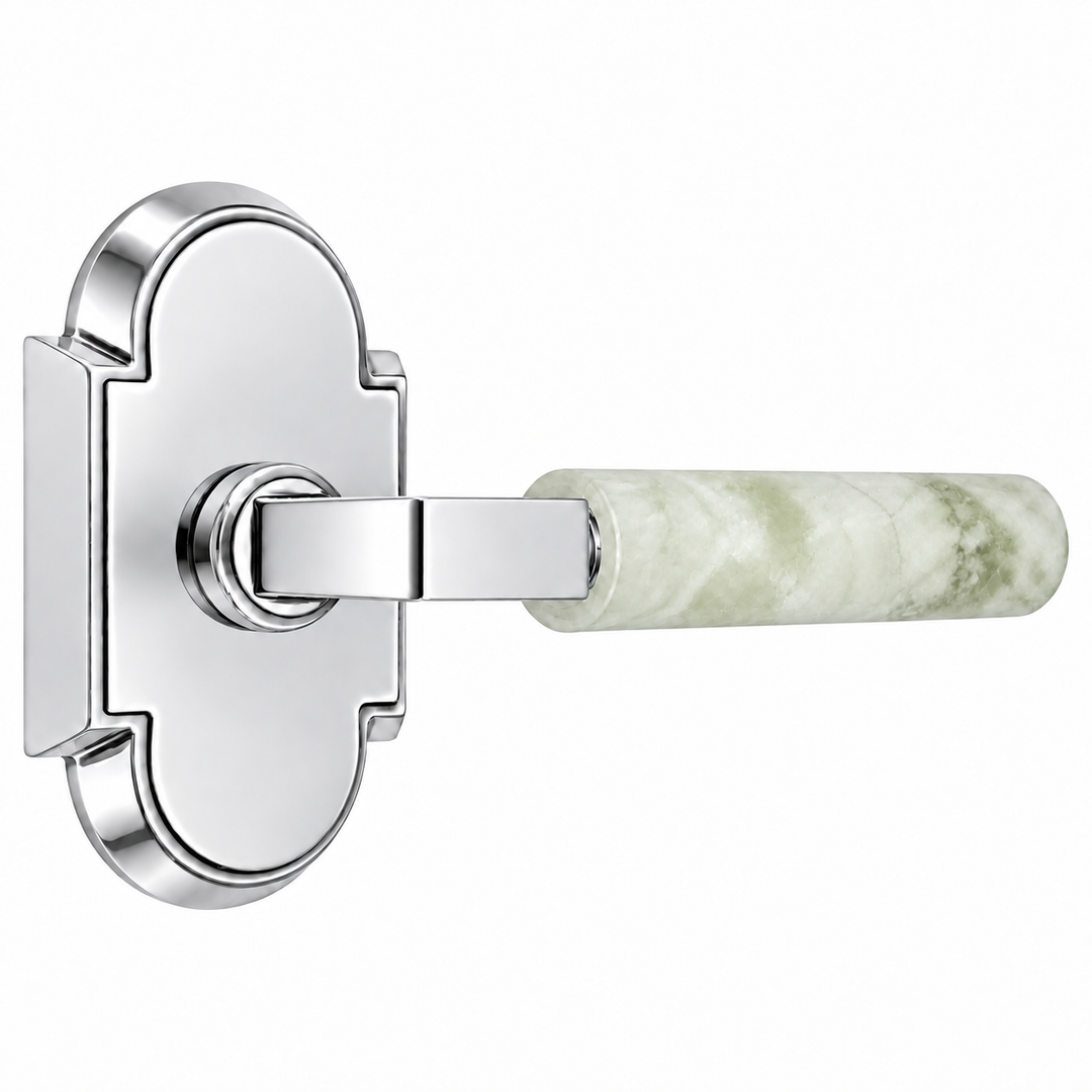 Magnifique® Arched Door Set with Modern Green Jade Lever (Several Finishes Available)