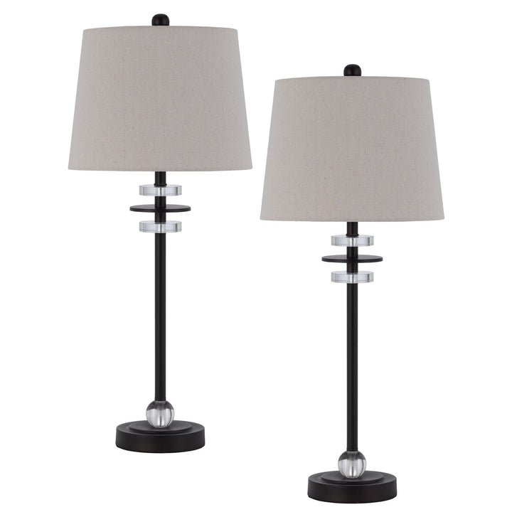 60W SITKA BUFFET LAMP WITH CRYSTAL ACCENT FONT AND HARDBACK TAPER DRUM FABRIC SHADE (SOLD AS PAIRS) Cal Lighting