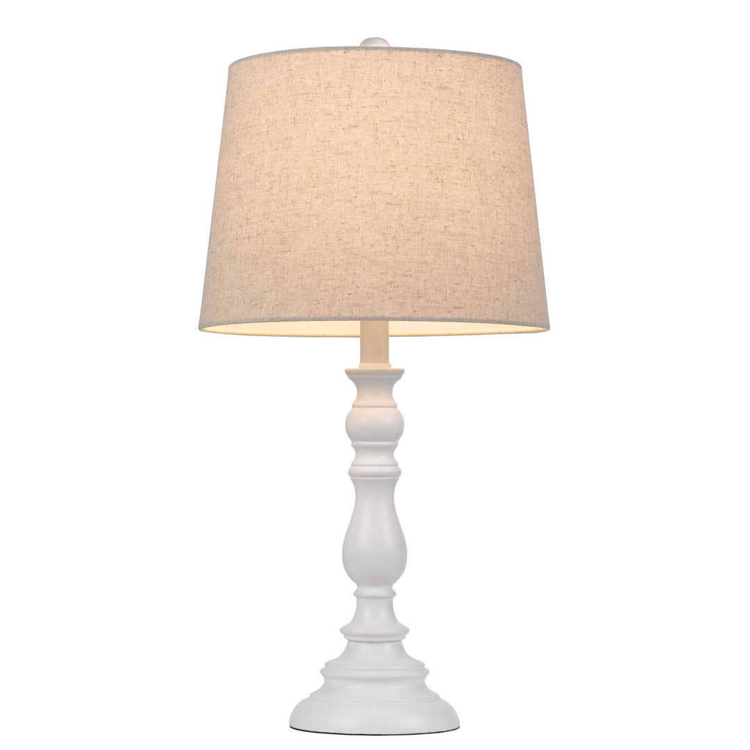 60W CHESTER RESIN TABLE LAMP WITH HARDBACK TAPER DRUM FABRIC SHADE (SOLD AS PAIRS) Cal Lighting