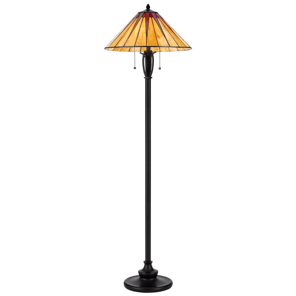 Cal Lighting 60W X 2 METAL/RESIN TIFFANY TABLE LAMP WITH PULL CHAIN SWITCHES