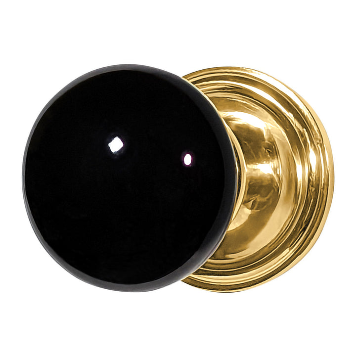 Traditional Rosette Door Set with Black Porcelain Door Knobs (Several Finishes Available)