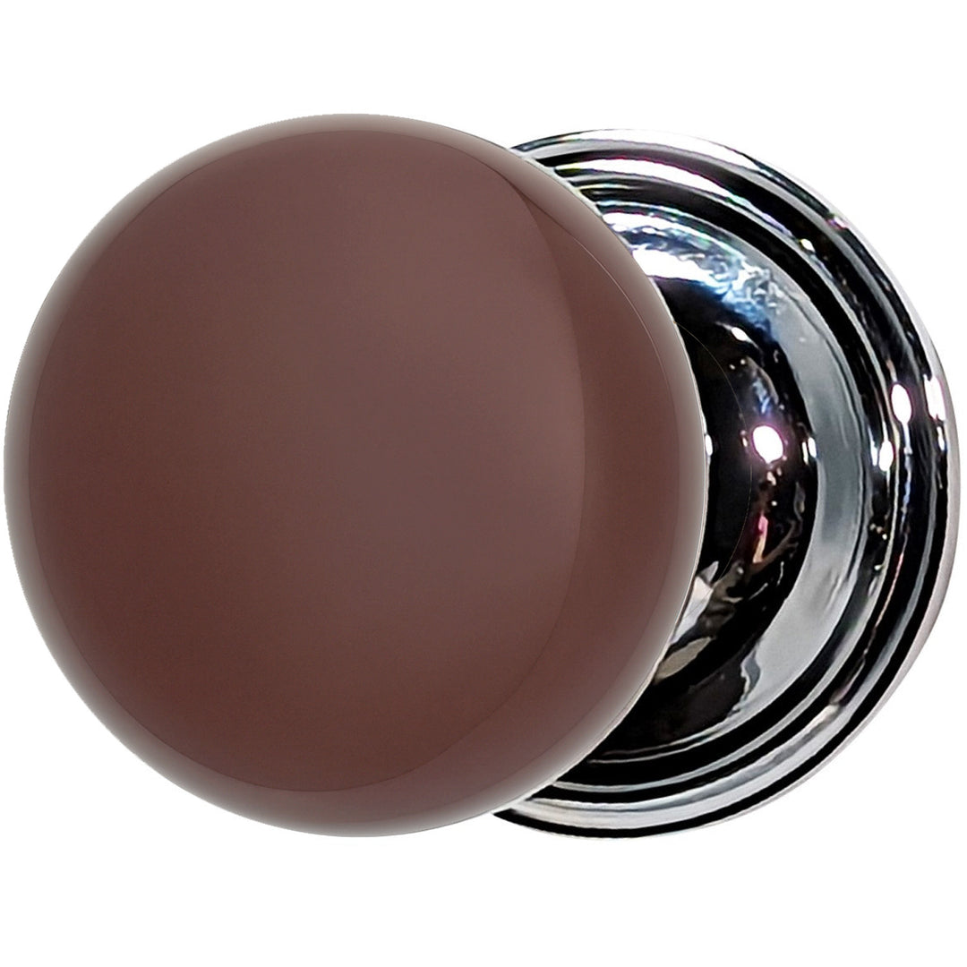 Brown Porcelain Door Knob Set – Traditional Rosette – Solid Brass Base – Multiple Finishes