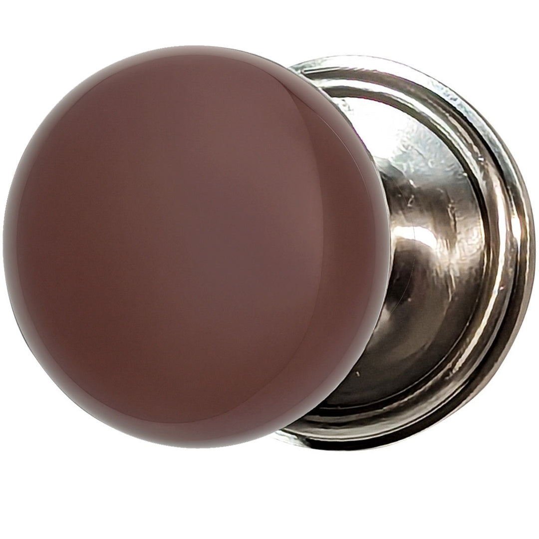 Brown Porcelain Door Knob Set – Traditional Rosette – Solid Brass Base – Multiple Finishes