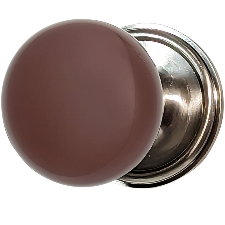 Brown Porcelain Door Knob Set – Traditional Rosette – Solid Brass Base – Multiple Finishes