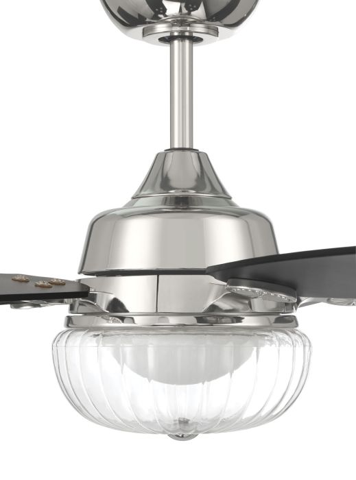 ##Antique Hardware## 52" Chandler in Polished Nickel w/ Flat Black/Greywood Blades