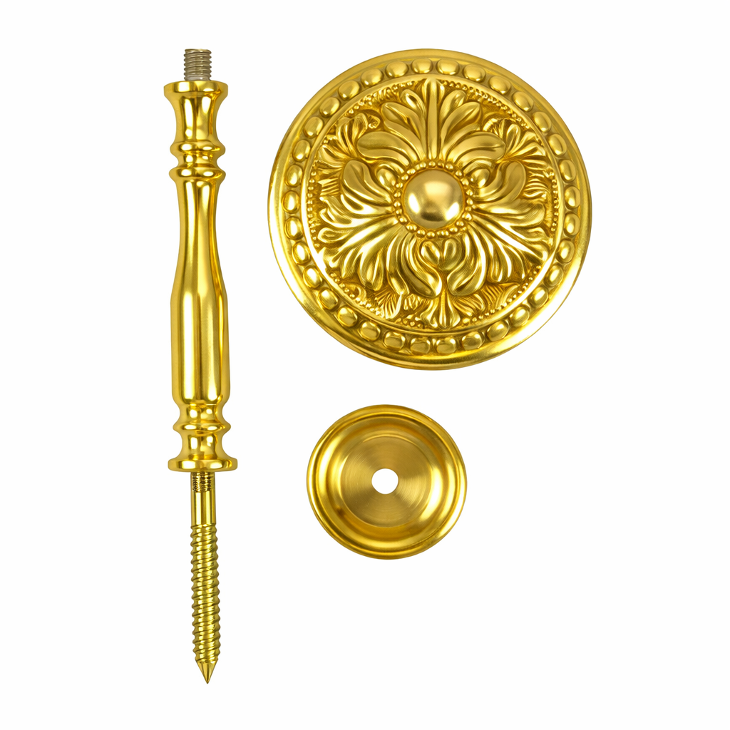Solid Brass Curtain Tie Back - Large Baroque Button Style (Several Finishes Available)
