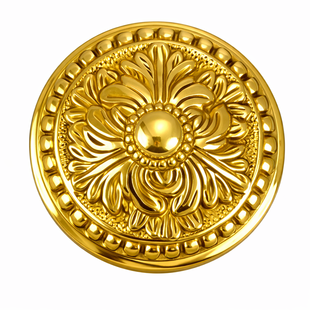 Solid Brass Curtain Tie Back - Large Baroque Button Style (Several Finishes Available)