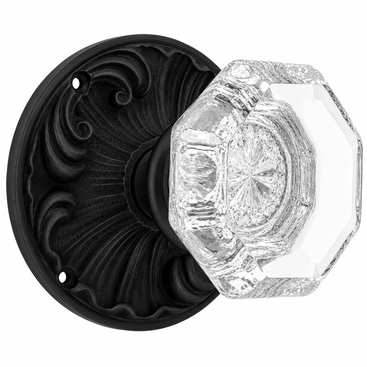 Romanesque Octagon Glass Door Knob
